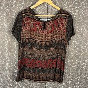 California Krush Boho Shirt Blouse Floral‎ Paisley Geometric Flowy Sleeves